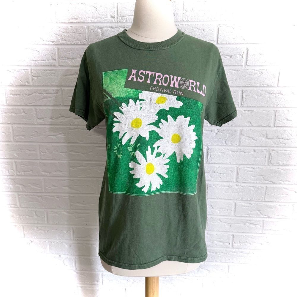 Travis Scott Astroworld Festival Run Green Cactus Tee Size Small
